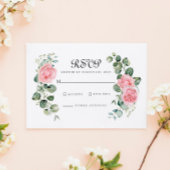 Eukalyptus Blush Rosa Rose Arch Wedding RSVP Karte