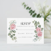 Eukalyptus Blush Rosa Rose Arch Wedding RSVP Karte (Stehend Vorderseite)