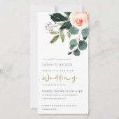 Eukalyptus Blush Rose Rosa Blumenzwiebeln Einladun Dankeskarte (Vorderseite)