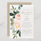 Eukalyptus Blush Rose Rosa Brautparty Einladung (Vorne/Hinten)