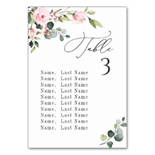 Eukalyptus Blush-Rose Tischnummer Seekarte