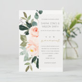 Eukalyptus Blush Rosen Rosa Vow Renewal Einladung (Stehend Vorderseite)