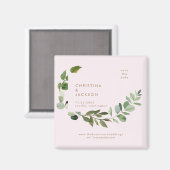 Eukalyptus Blush Wedding Square Save the Date Magnet (Vorderseite/Rückseite)