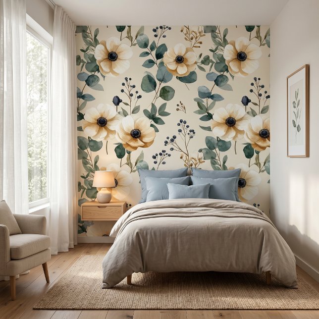 Eukalyptus-Blüten-Haven Boho-Botanik-Wallpaper Tapete (A peaceful botanical retreat where every stay feels naturally luxurious.)