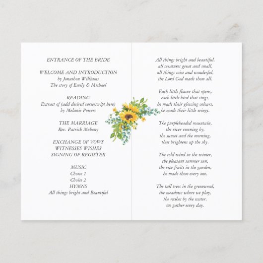 Eukalyptus-Blütenblätter Hochzeitsprogramme (Rückseite)