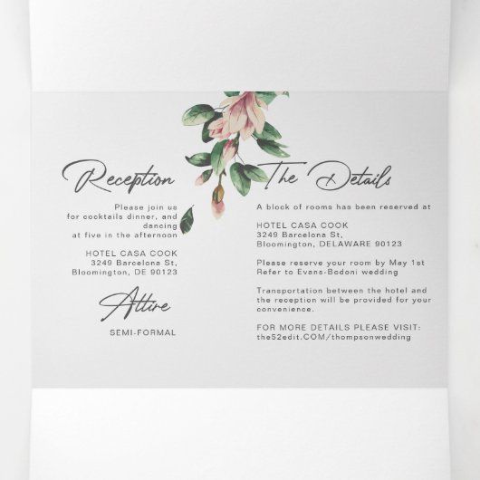 Eukalyptus-Blütenblütenblütenblüte Dreifach Gefaltete Einladung (Innenseite Mitte)