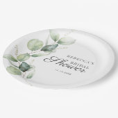 Eukalyptus-Blütenskript Sukkuläres Brautparty Pappteller (Schrägansicht)