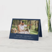 Eukalyptus Bogen Foto Navy Blau QR Code Hochzeit Einladung (Vorderseite)