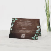 Eukalyptus-Bogen-Foto-Rustikal-Hochzeit mit QR-Cod Einladung (Rückseite)