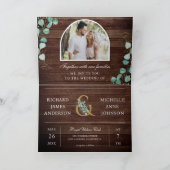 Eukalyptus-Bogen-Foto-Rustikal-Hochzeit mit QR-Cod Einladung (Innenseite)