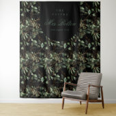 Eukalyptus Boho Arch Black Brautparty Hintergrund Wandteppich (Beispiel)