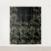 Eukalyptus Boho Arch Black Brautparty Hintergrund Wandteppich (Vorderseite)