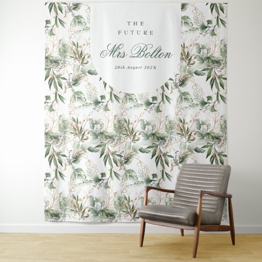 Eukalyptus Boho Arch Pampas Brautparty Hintergrund Wandteppich (Beispiel)