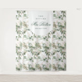 Eukalyptus Boho Arch Pampas Brautparty Hintergrund Wandteppich (Vorderseite)