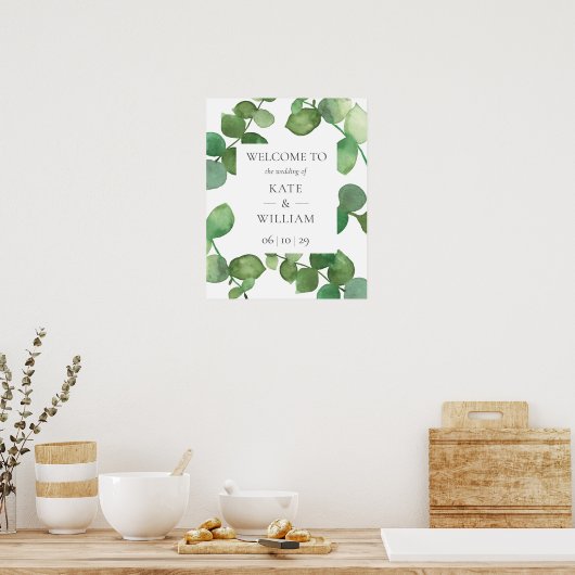 Eukalyptus Boho Greenerenerity Wedding Welcome Sig Poster (Küche)