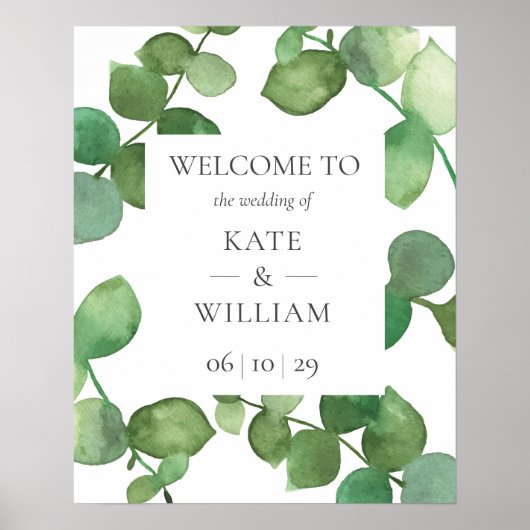 Eukalyptus Boho Greenerenerity Wedding Welcome Sig Poster (Vorne)