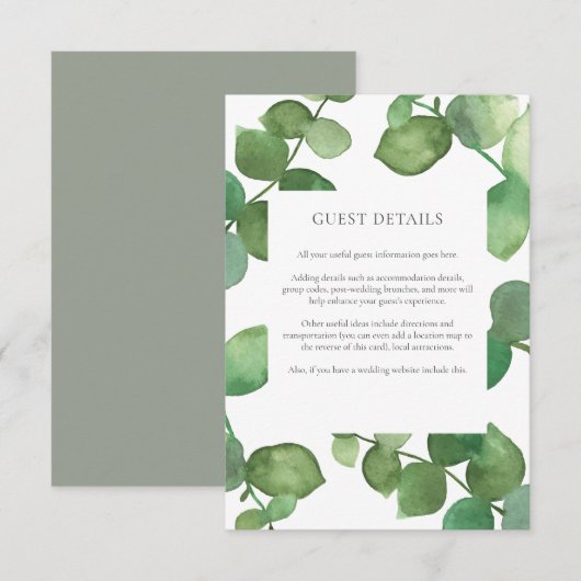 Eukalyptus Boho Greenerity Informationen Begleitkarte (Vorne/Hinten)