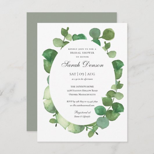 Eukalyptus Boho Greenery Brautparty Ankündigungspostkarte (Vorne/Hinten)