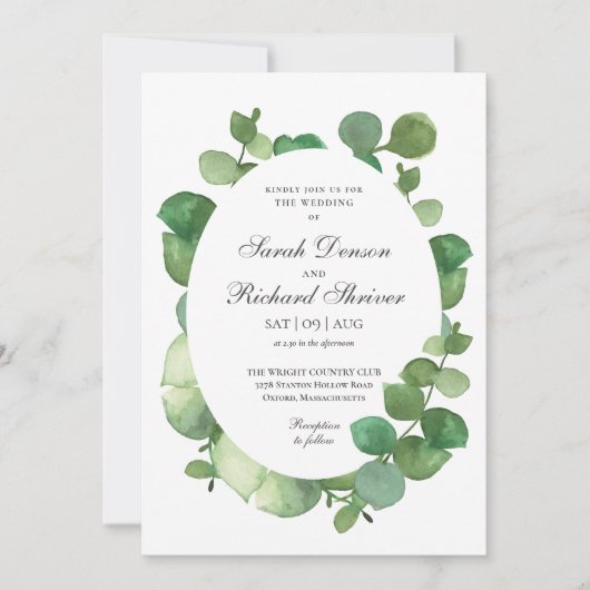 Eukalyptus Boho Greenery Floral Wedding Einladung (Vorderseite)