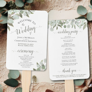 Eukalyptus Boho Hochzeitsprogramm für Rustikales W Fächer
