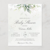 Eukalyptus Botanical Baby Shower Budget Einladung (Vorderseite)