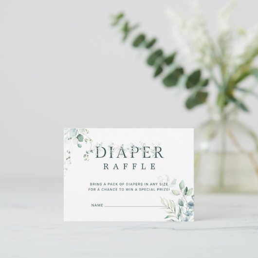 Eukalyptus Botanical Baby Shower Diaper Begleitkarte (Stehend Vorderseite)