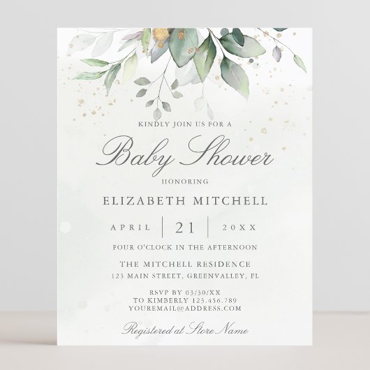 Eukalyptus Botanical Baby Shower Einladung