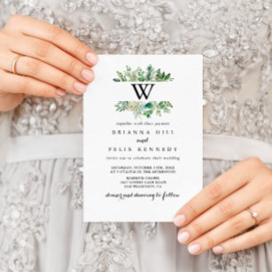 Eukalyptus Botanical Foliage Monogram Wedding Einladung