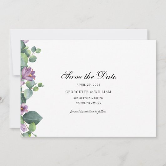 Eukalyptus Botanical Foliage Script Save The Date (Vorderseite)