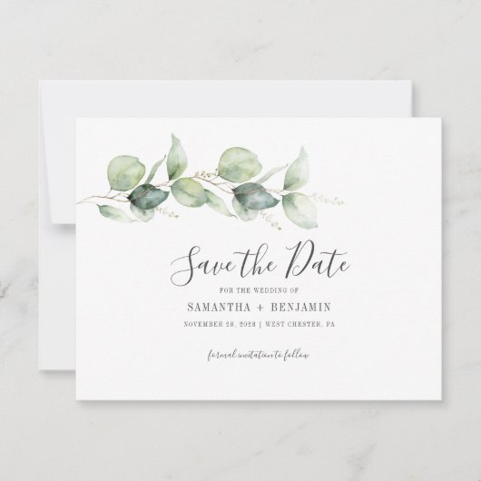 Eukalyptus Botanical Foliage Wedding Save The Date (Vorderseite)