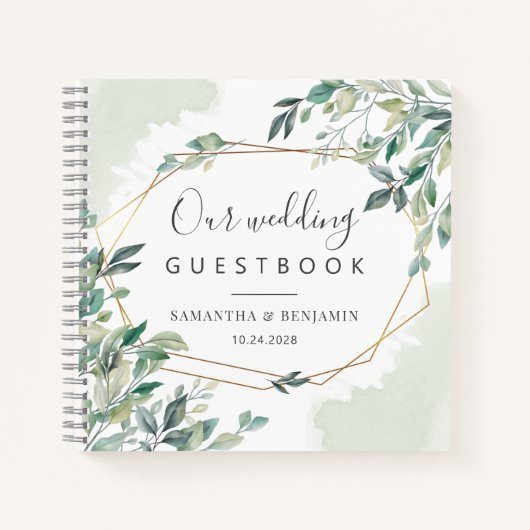 Eukalyptus Botanical Geometric Wedding Guest Book Notizblock (Vorderseite)