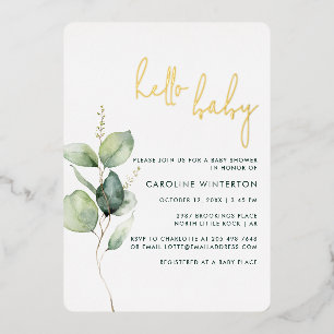 Eukalyptus Botanical Girl Baby Shooting Gold Folieneinladung