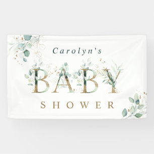 Eukalyptus Botanical Gold Letter Baby Dusche Banner