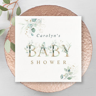Eukalyptus Botanical Gold Letter Baby Dusche Serviette