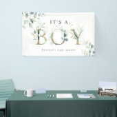 Eukalyptus Botanical Gold Letter Boy Baby Shoounte Banner (Messeveranstaltung)