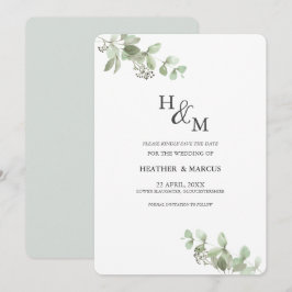 Eukalyptus Botanical Green Hochzeit S Save The Date