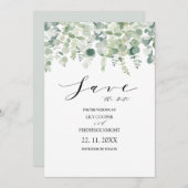 Eukalyptus Botanical Green Wedding Save The Date (Vorne/Hinten)