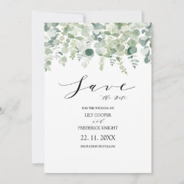 Eukalyptus Botanical Green Wedding Save The Date