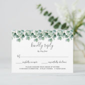 Eukalyptus Botanical Greenerenerity Wedding RSVP (Stehend Vorderseite)