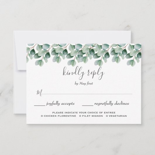 Eukalyptus Botanical Greenerenerity Wedding RSVP Karte (Vorderseite)