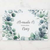 Eukalyptus Botanical Leaf Wedding Alkoholflaschenetikett (Einzelnes Label)