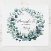 Eukalyptus Botanical Leaf Wedding Schaumweinetikett (Einzelnes Label)