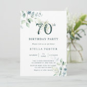 Eukalyptus Botanical Number 70 th Birthday Party Einladung (Stehend Vorderseite)