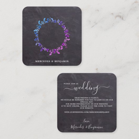 Eukalyptus Botanical QR Code Wedding Quadratische Visitenkarte (Vorne/Hinten)