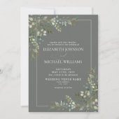 Eukalyptus Botanical Sage Green Foto Hochzeit Einladung (Vorderseite)