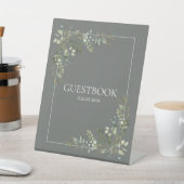 Eukalyptus Botanical Sage Green Guestbook Pedestal Sockelschild (In SItu)