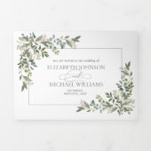Eukalyptus Botanical Sage Green Meals Hochzeit Dreifach Gefaltete Einladung (Cover)