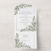 Eukalyptus Botanical Sage Green Script Wedding All In One Einladung (Innen Boden)