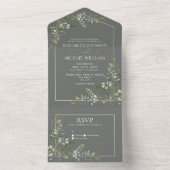 Eukalyptus Botanical Sage Green Script Wedding All In One Einladung (Innen Boden)