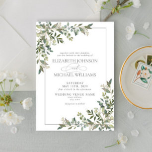 Eukalyptus Botanical Sage Green Script Wedding Einladung